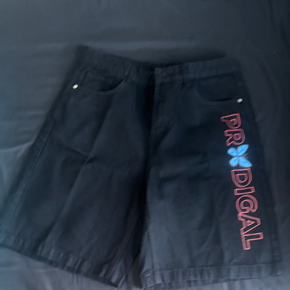 Women's Black Shorts with Blue Accent - Picture 4 of 6